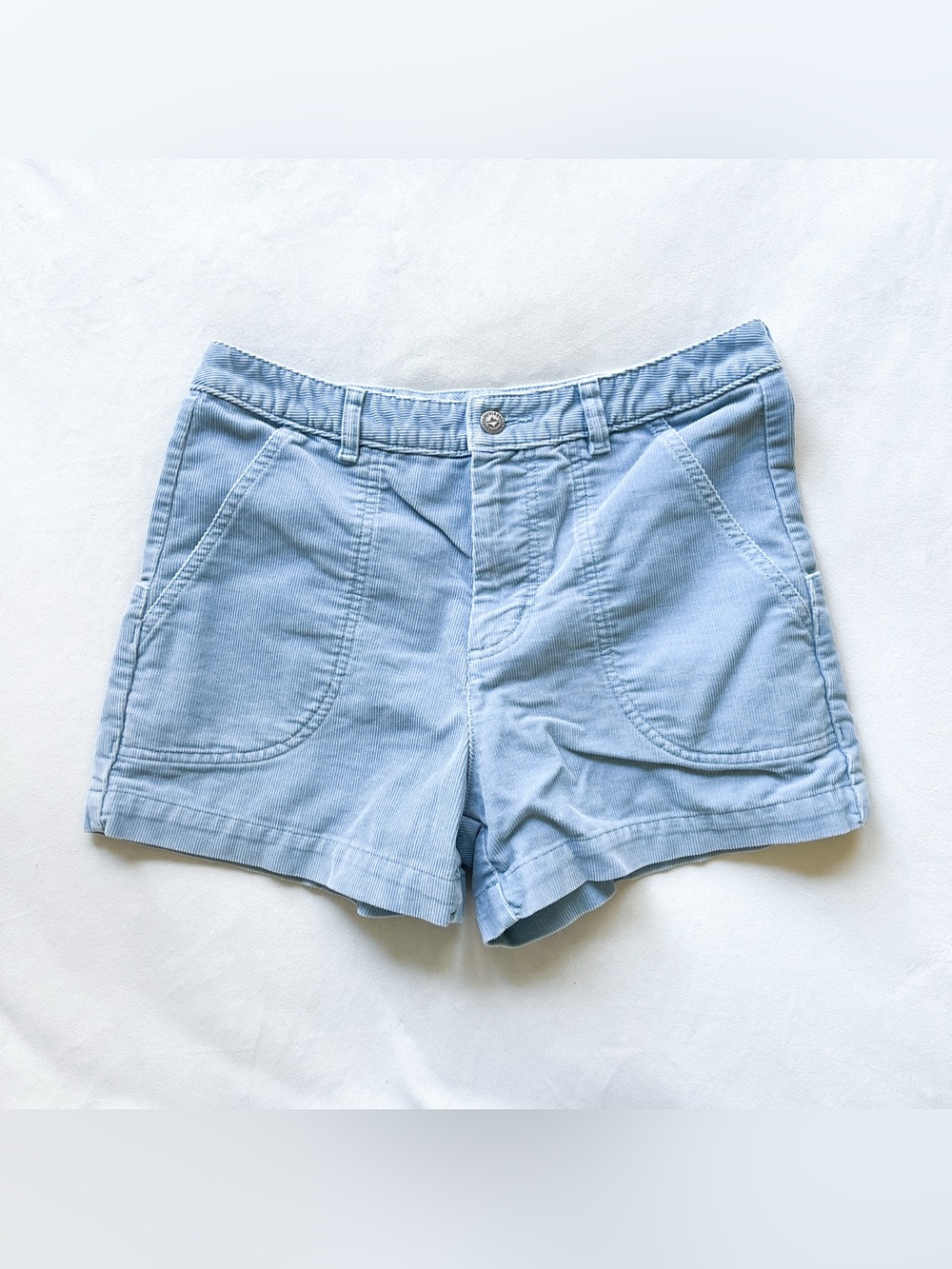 Patagonia Light Blue Corduroy High-Waist Women's Shorts - Size 8